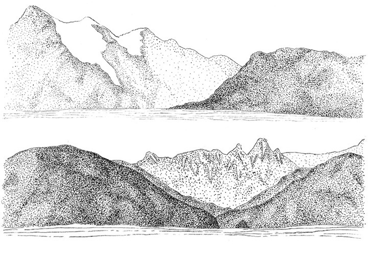 British Columbia Coastline Stippling